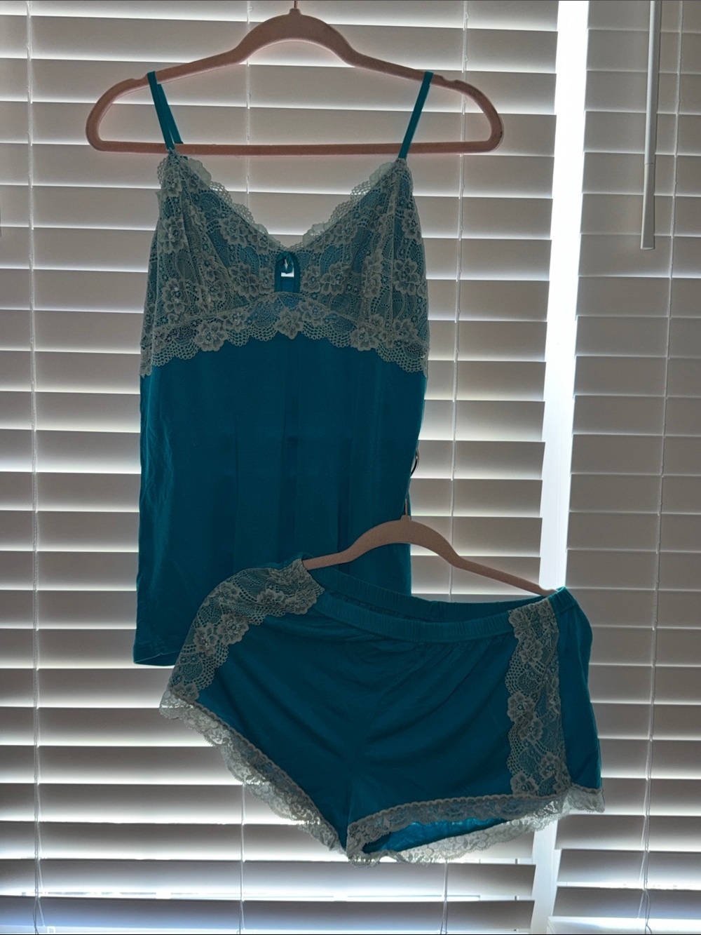 Adore Me Turquoise Lace-Trim Cami & Shorts Sleep Set